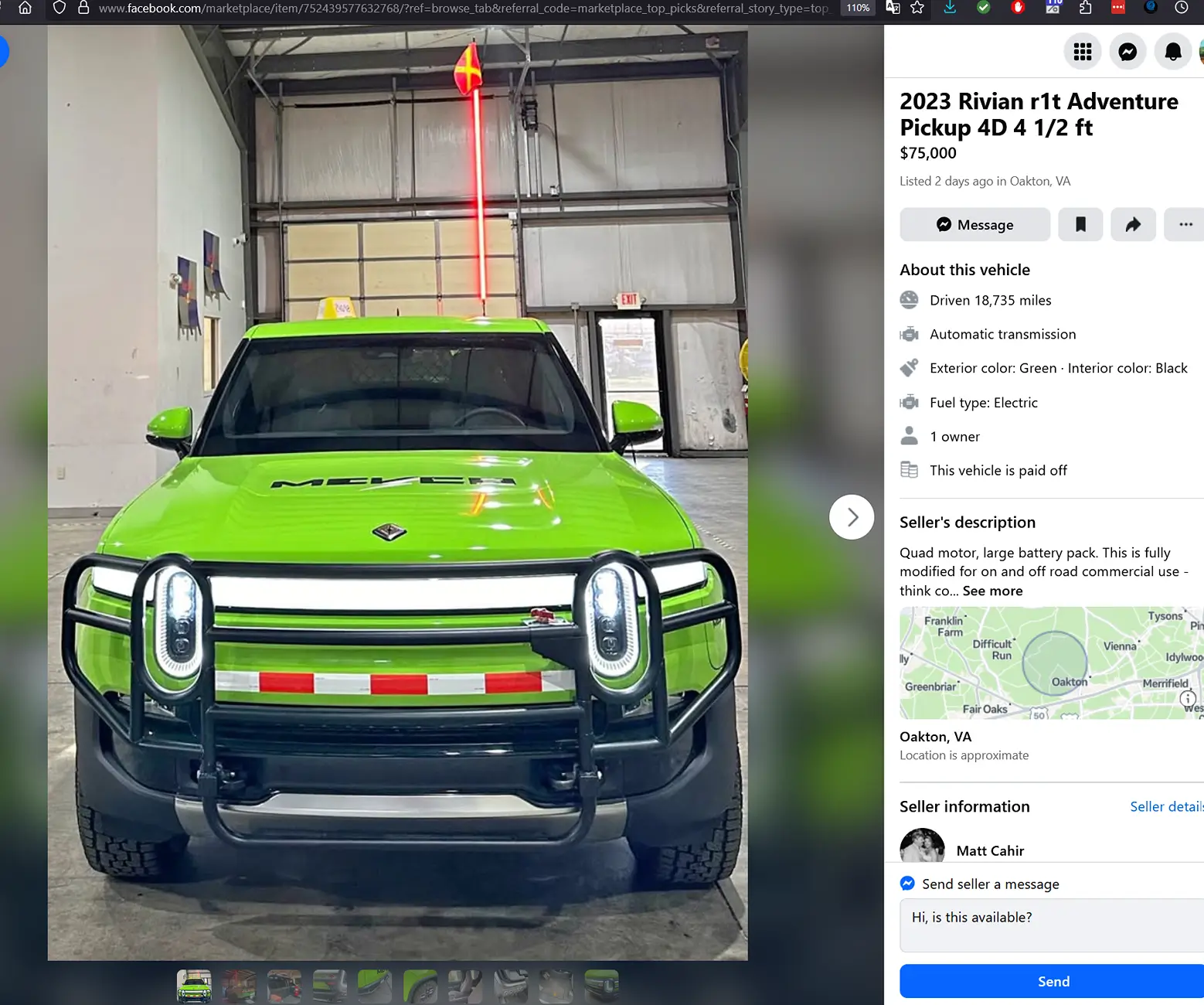 Rivian R1T R1S MEVCO R1T on Facebook Marketplace 1757364843629-pl