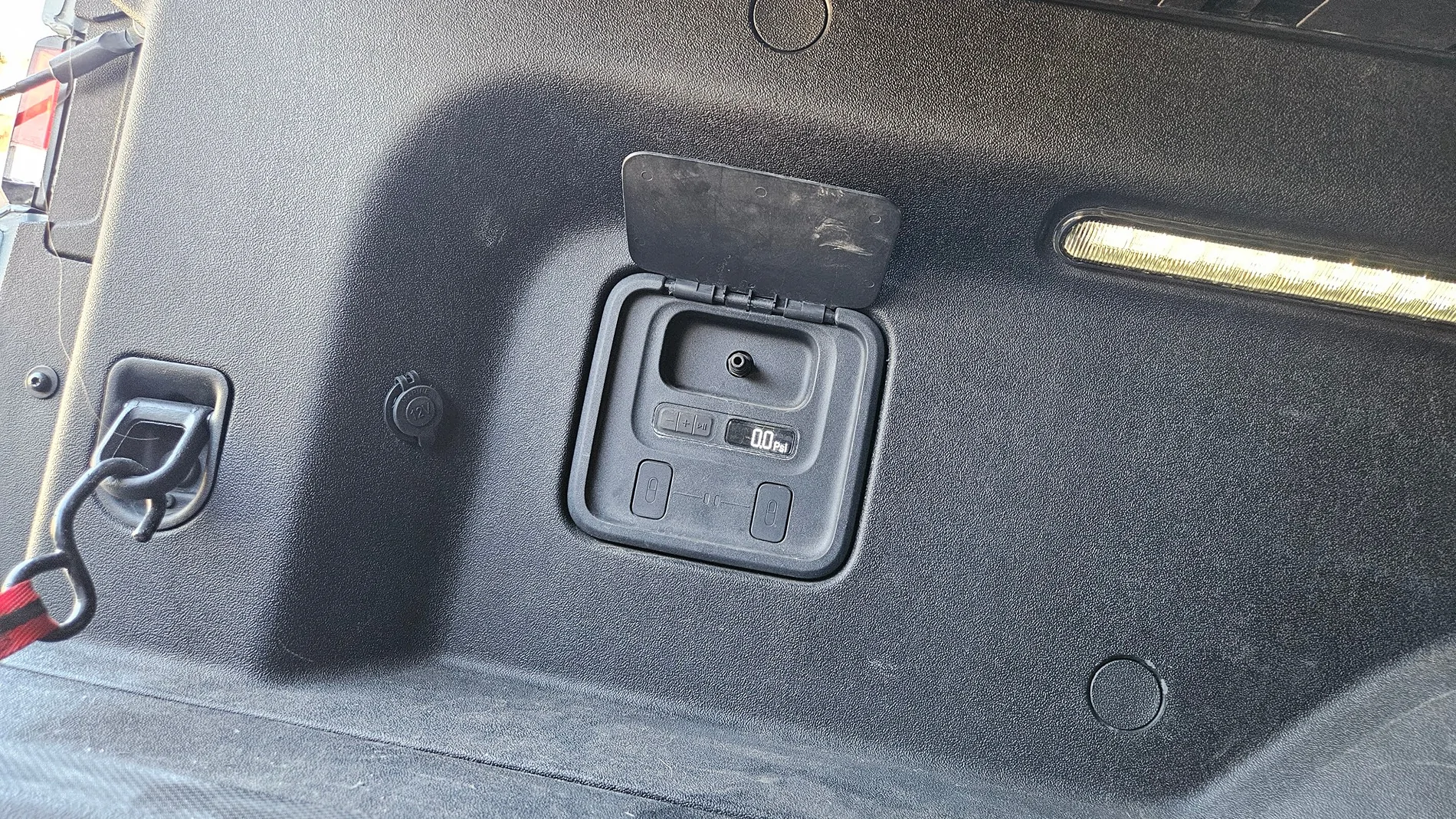 Rivian R1T R1S Added 12v outlet to R1T bed. 20250913_124831