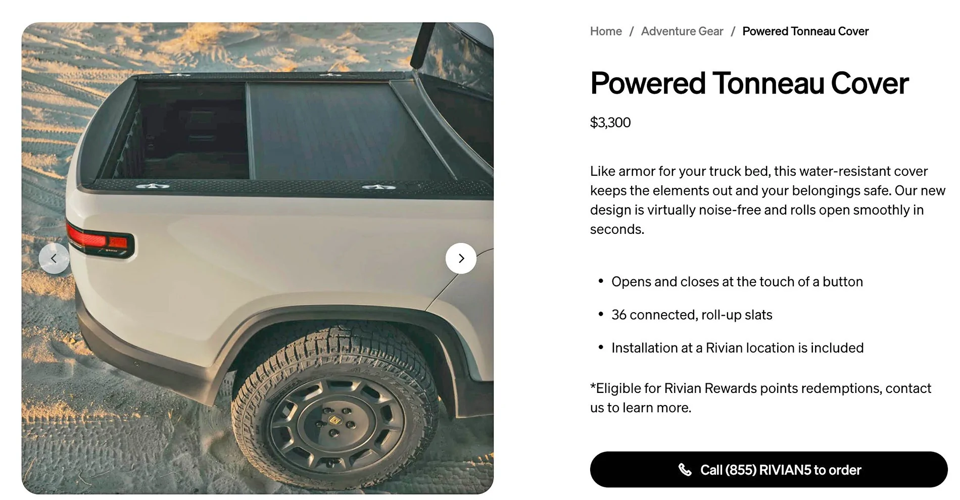 Rivian R1T R1S V2 Powered Tonneau Cover ($3300 installed) now listed in Rivian Gear Shop Screenshot 2025-09-18 at 11.35.36 AM