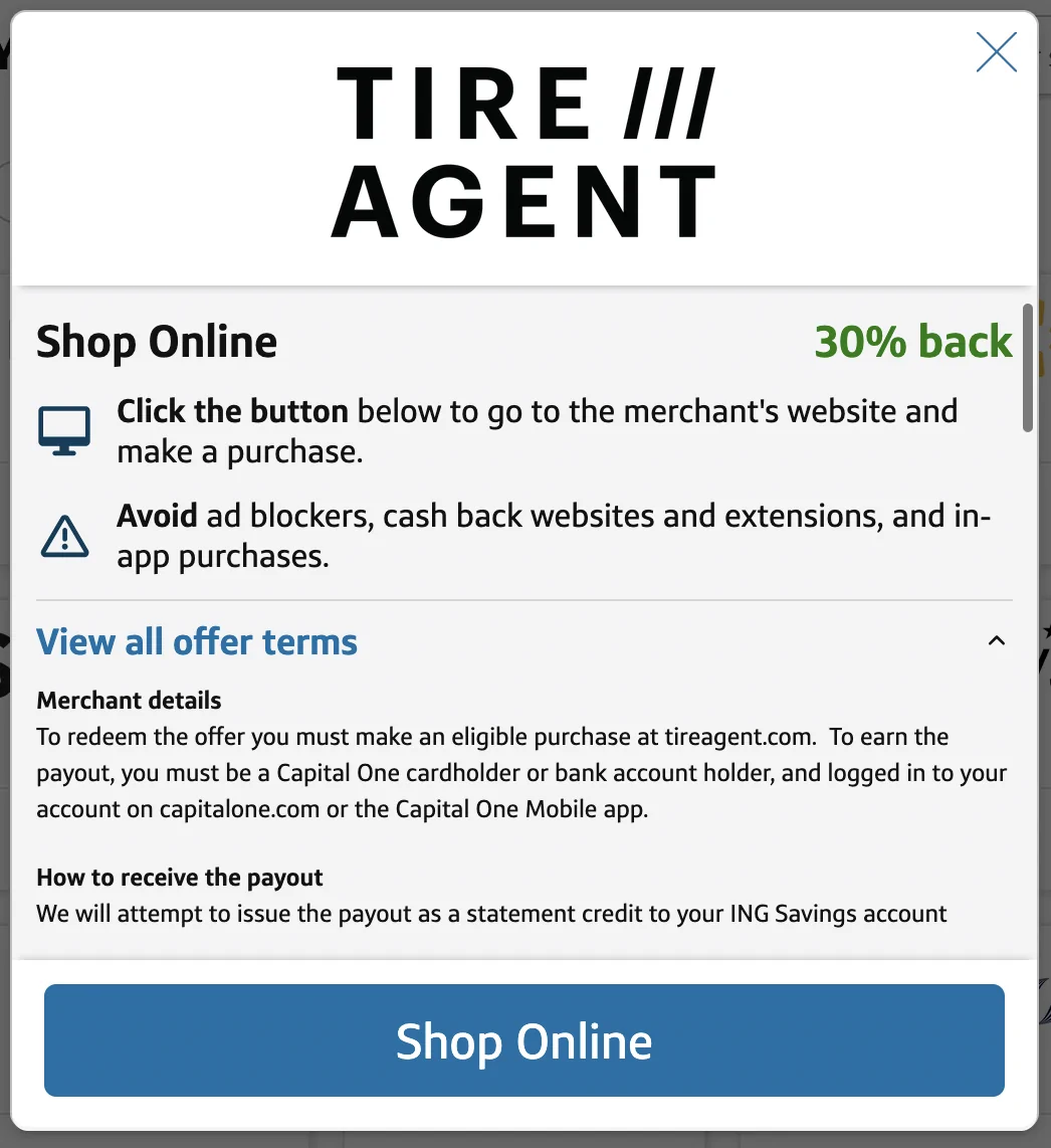 Rivian R1T R1S Crazy Deal on Tires if you have Amex & Cap One (10% to 45% off retail) Screenshot 2025-09-18 at 4.18.27 PM