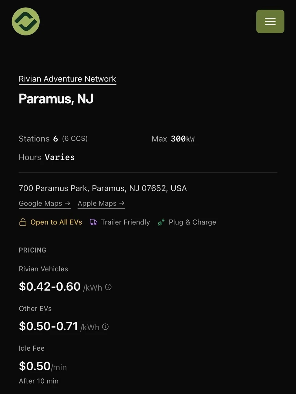 Rivian R1T R1S RAN Rivian Charging Stations Locations Map via Google Maps G1lNp9QXQAAdYgA