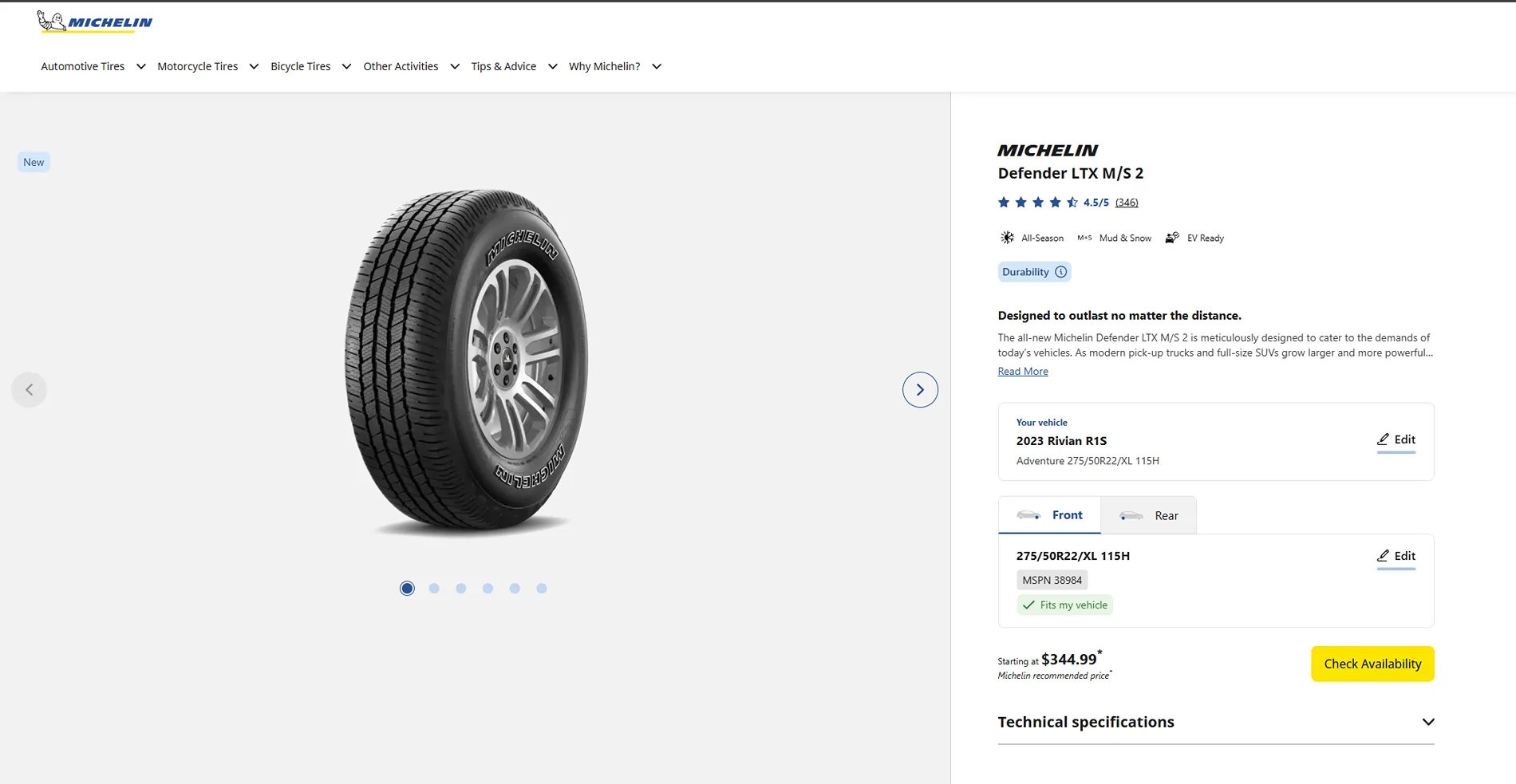Rivian R1T R1S Michelin Defenders and warranty Screenshot 2025-09-29 114225