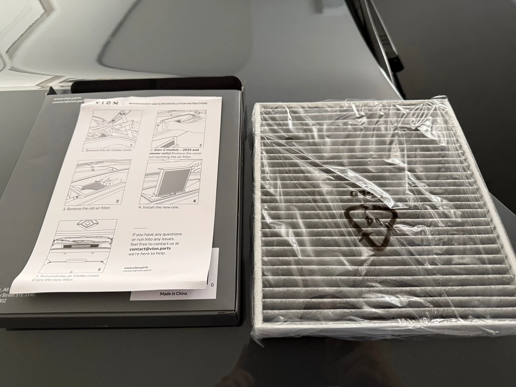 Rivian R1T R1S VION air filter installed IMG_5489