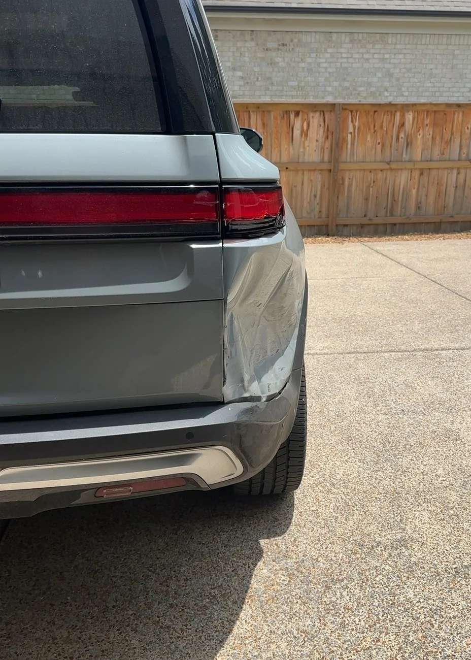 Rivian R1T R1S R1S rear ended today damageleftangl