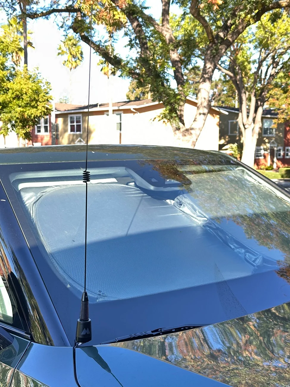 Rivian R1T R1S GMRS install: hidden / hardwired Midland MXT275 GMRS walkie talkie + external antenna IMG_5826