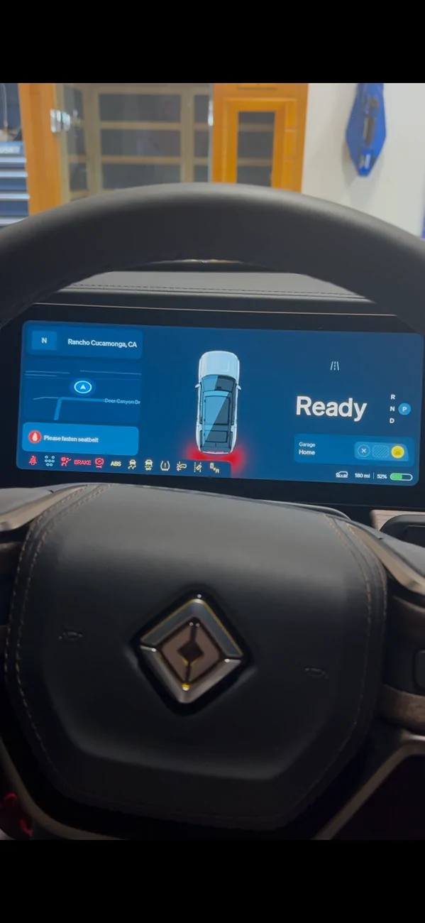Rivian R1T R1S All warning lights flash when pressing brake before starting drive IMG_6599