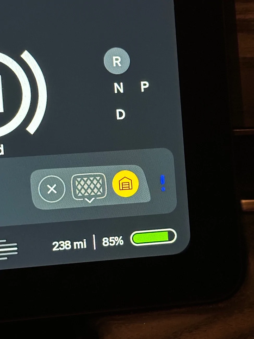 Rivian R1T R1S Garage Exclamation Point symbol question IMG_5938