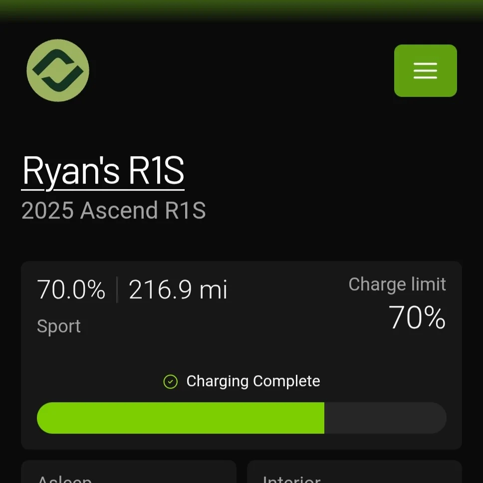 Rivian R1T R1S App Only Shows Sport Mode and Range Screenshot_20251026_070330_Edg