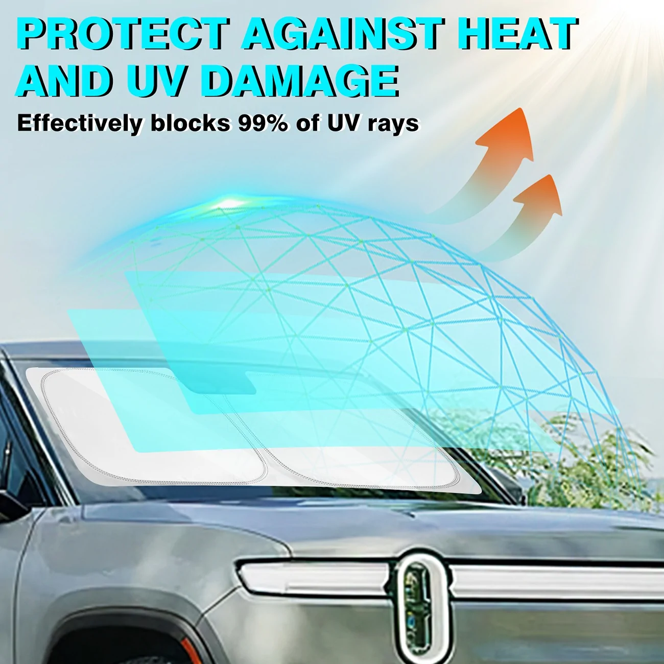Rivian R1T R1S New Release from BestEvMod! Updated foldable windshield sunshade 4