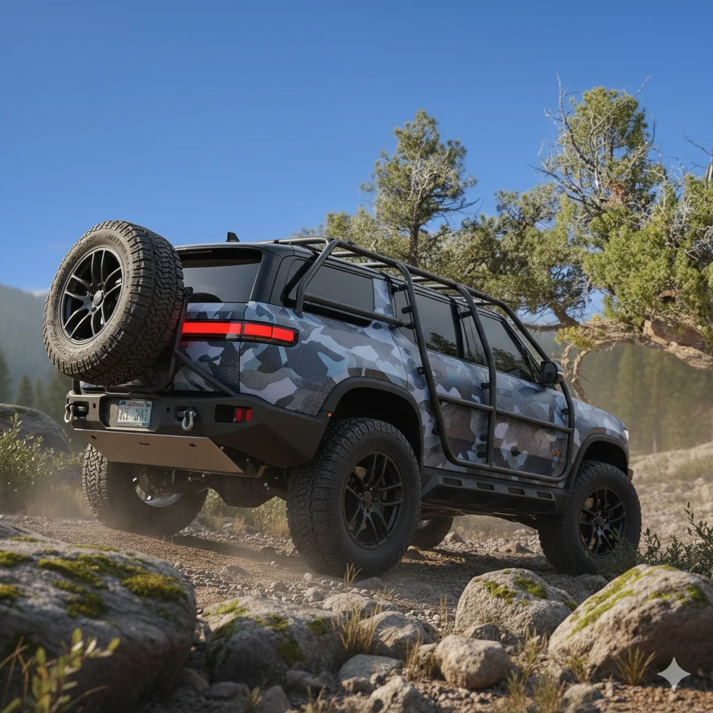 Rivian R1T R1S Latest R2 pics off roading on Moab trails Gemini_Generated_Image_7xyh9j7xyh9j7xyh