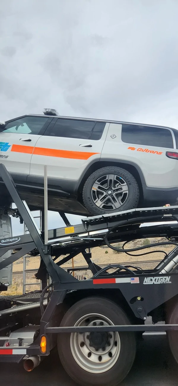 Rivian R1T R1S Caltrans Rivians spotted on transports and in the field 20251122_141716