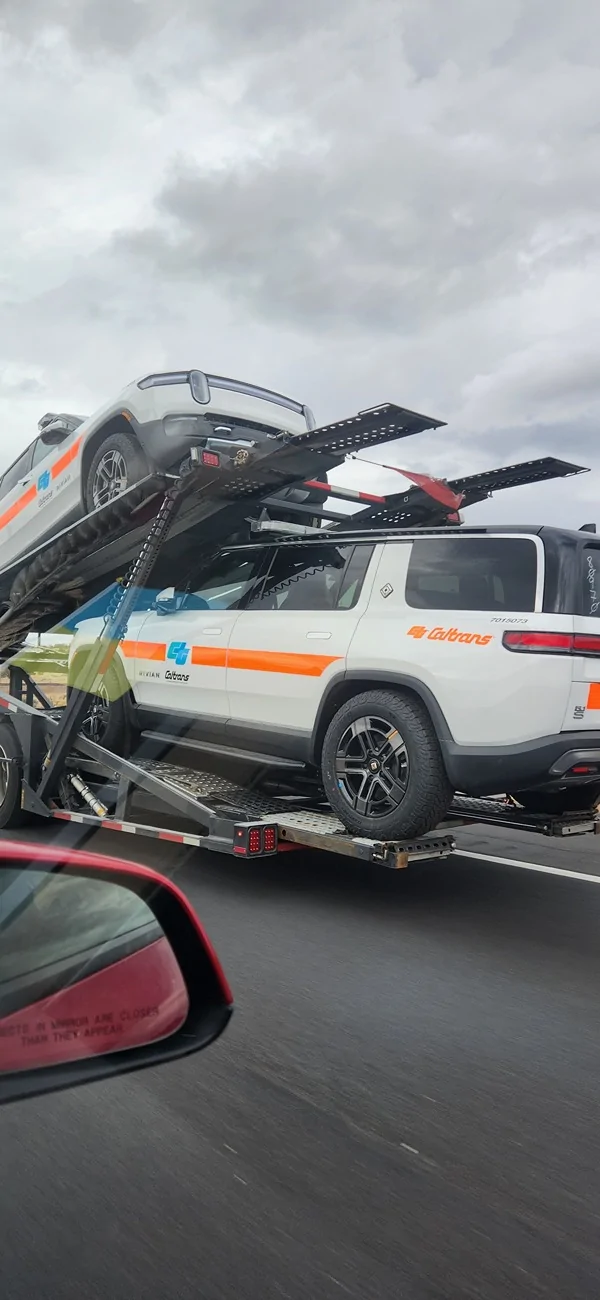 Rivian R1T R1S Caltrans Rivians spotted on transports and in the field 20251122_141710