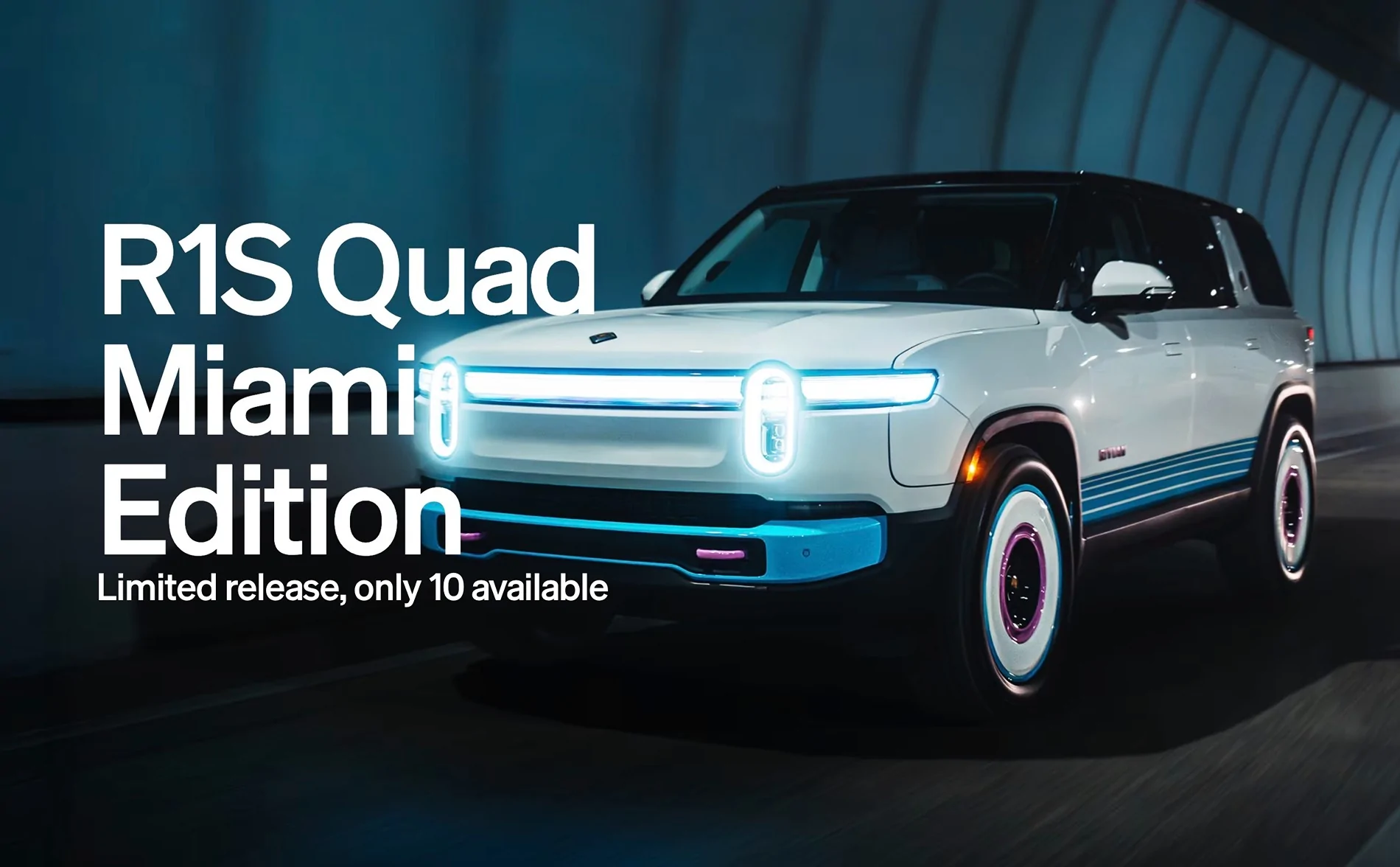 Rivian R1T R1S R1S Quad Miami Edition Released - Limited Edition Only 10 Available rivian r1s quad miami edition limited to 10