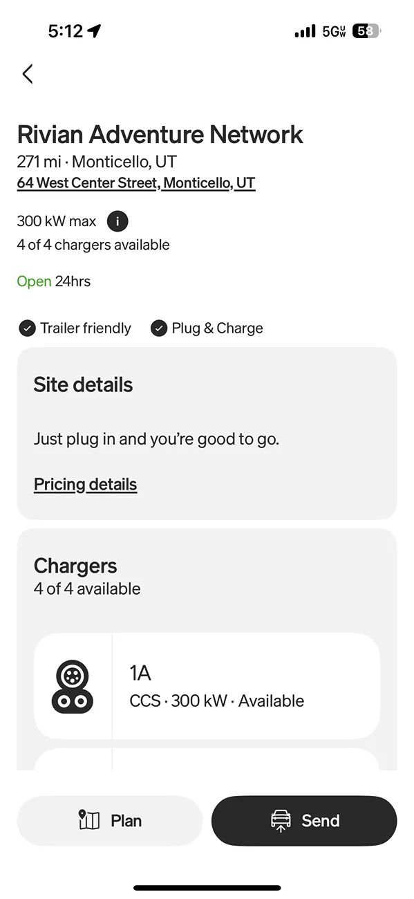 Rivian R1T R1S RAN Rivian Charging Stations Locations Map via Google Maps IMG_2221