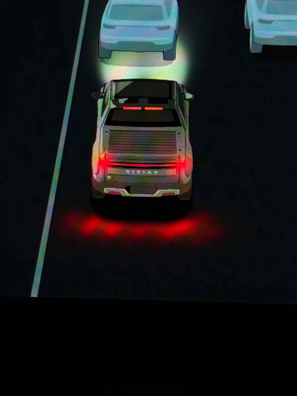Rivian R1T R1S Pixelated brake lights in driver's display IMG_2296