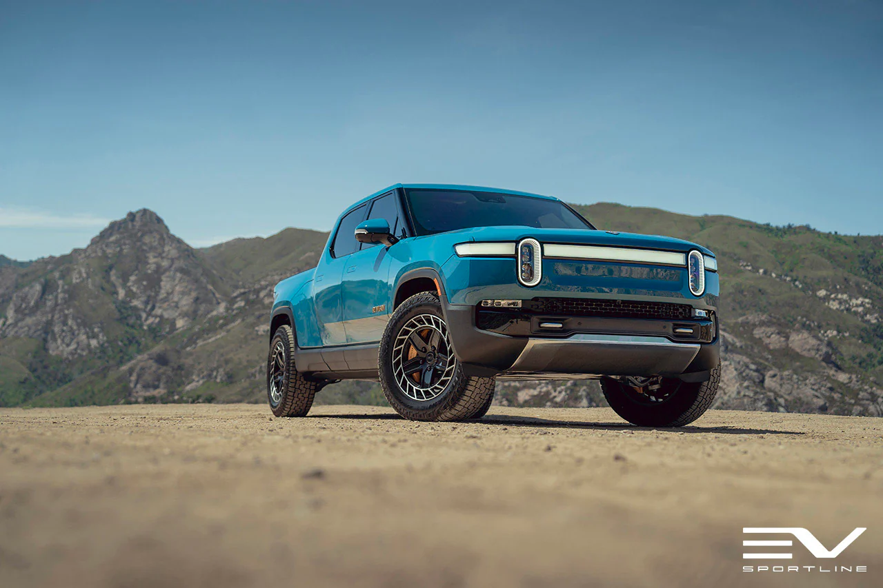 Rivian R1T R1S New Product Alert - EV Sportline cig-cozy-gallery-12584w7R-blue-rivian-r1t-forged-rivian-aftermarket-wheels-diamond-gloss-blac