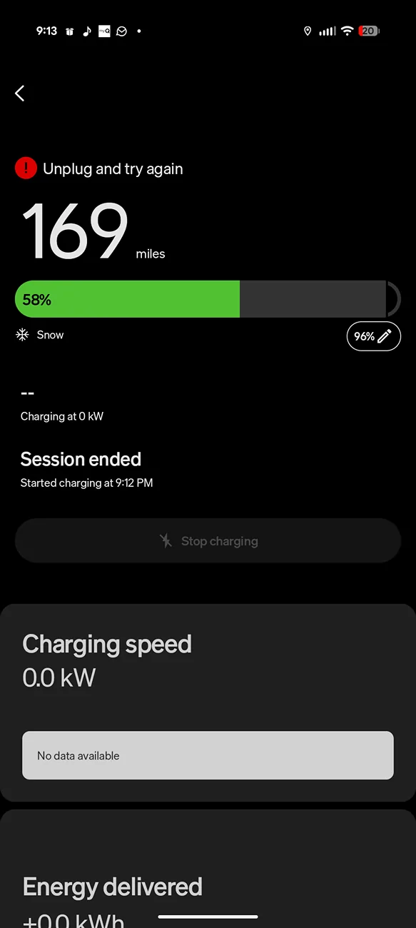 Rivian R1T R1S Level 2 charging issues since last update 1000009779