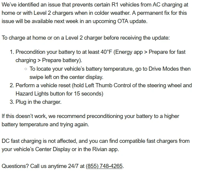 Rivian R1T R1S Level 2 charging issues since last update Rivian L2