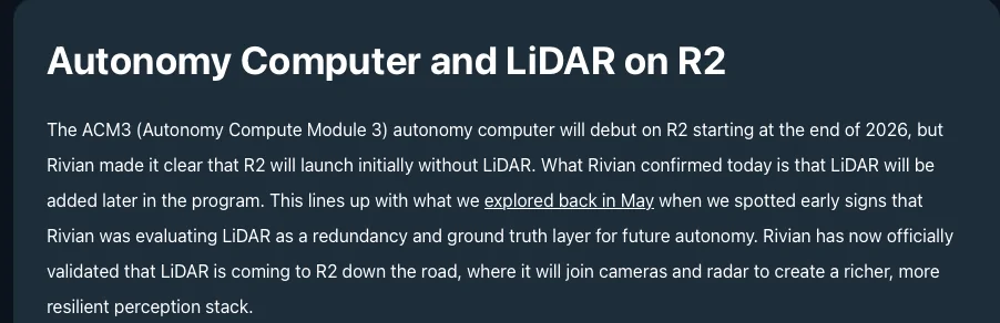 Rivian R1T R1S Rivian Autonomy & AI Day! Lidar, Hands-Free Driving, Rivian Assistant & more announced Screenshot 2025-12-11 at 4.53.00 PM