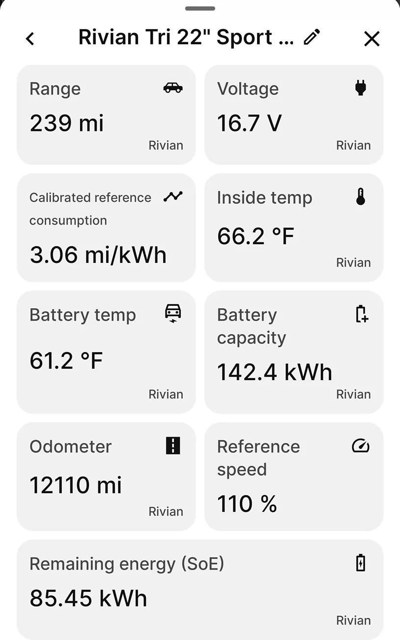 Rivian R1T R1S Teslafi data and total battery capacity 1000002829