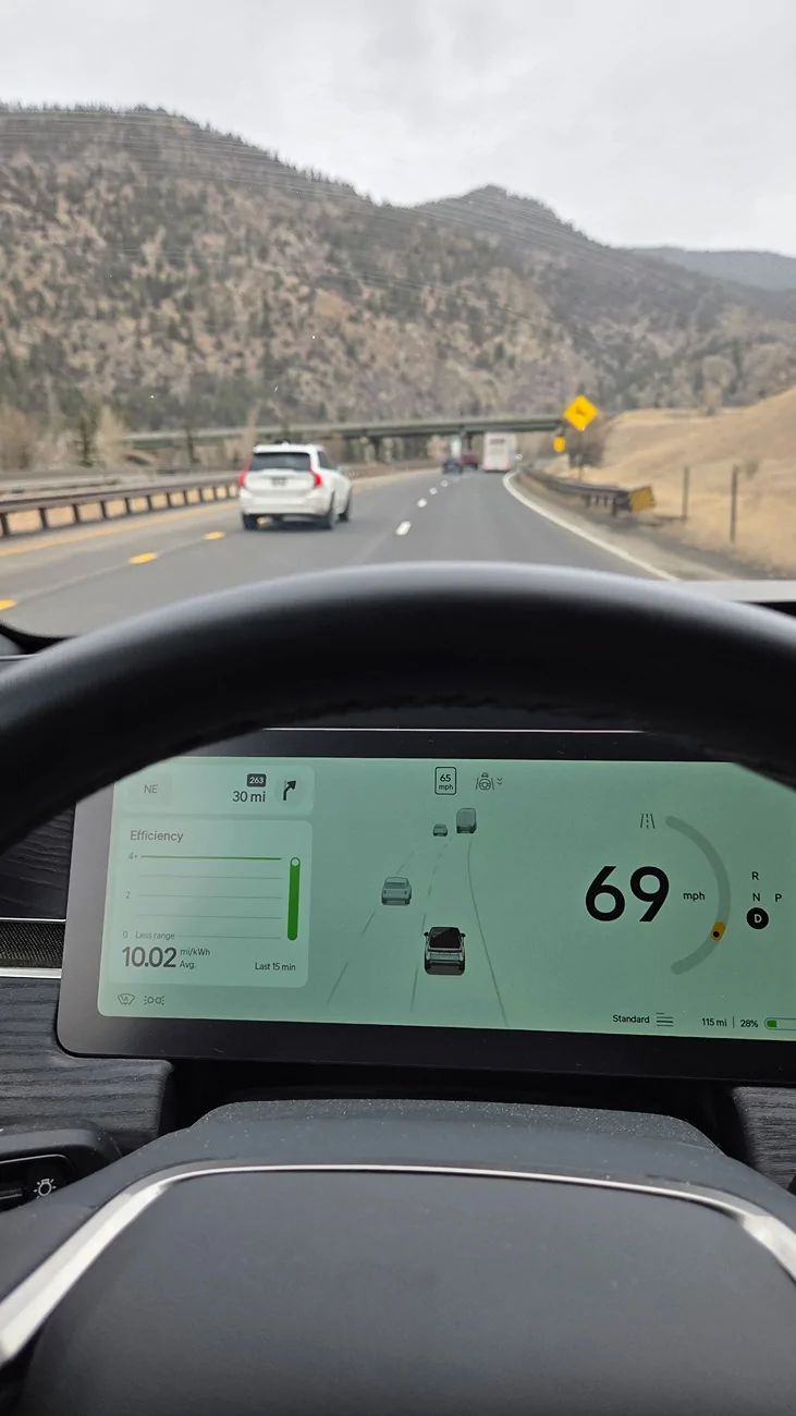 Rivian R1T R1S Love going down hills, what is your best efficiency? 20251220_110554