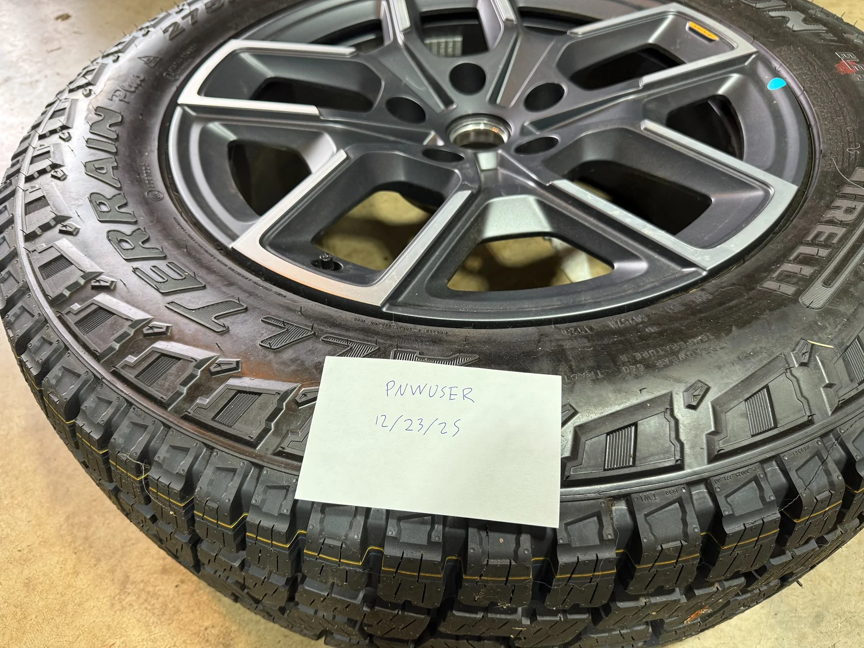 Rivian R1T R1S One 20" new sport bright all terrain wheel and tire IMG_1648