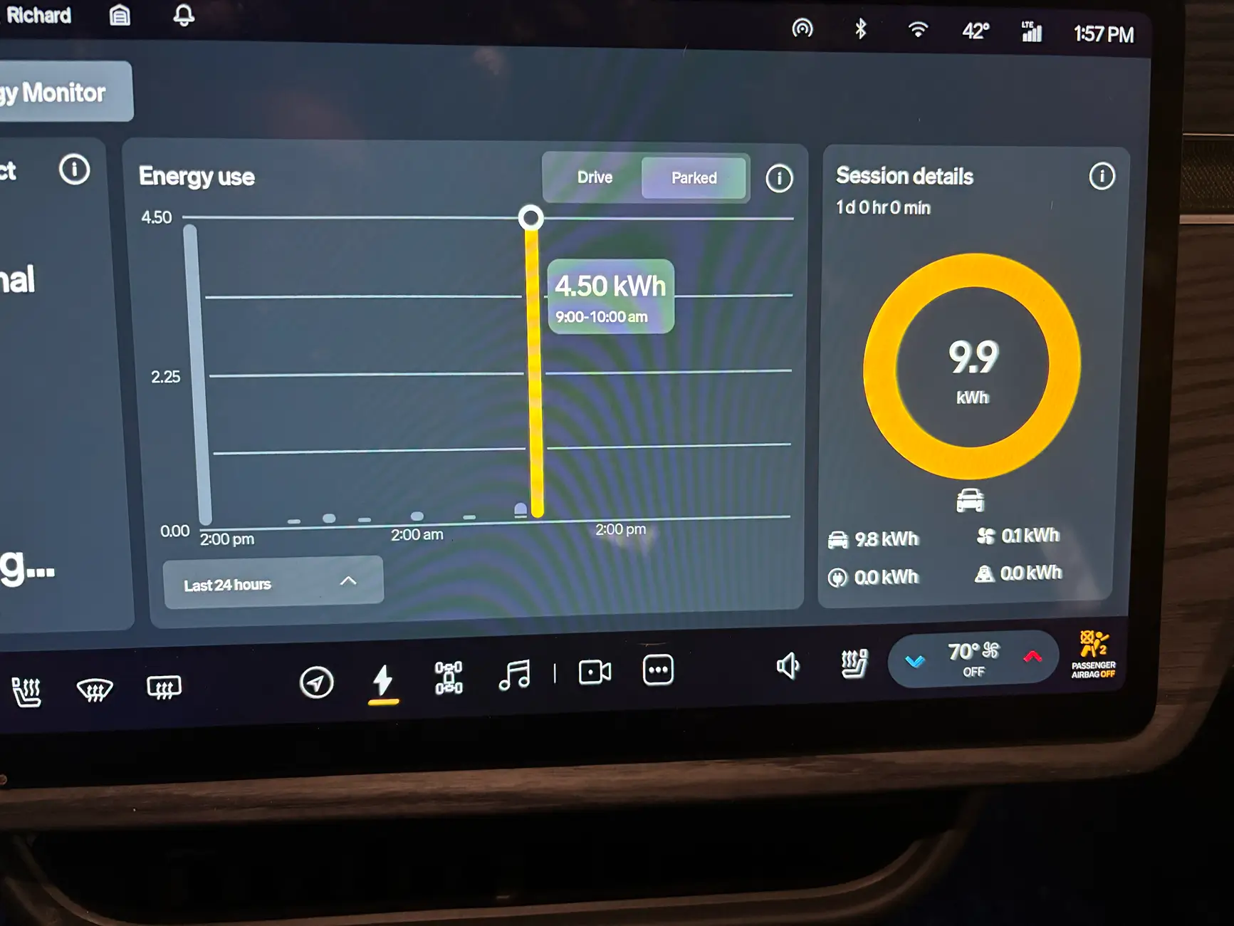 Rivian R1T R1S 1.4kWh Daily usage since .46 Update tempImagegKhWXR