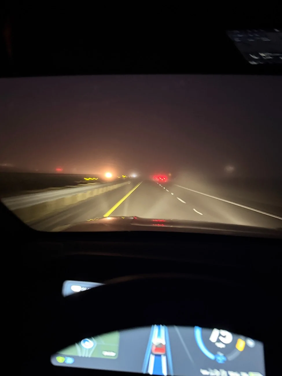 Rivian R1T R1S Adaptive High Beams Light Show in Fog IMG_6832