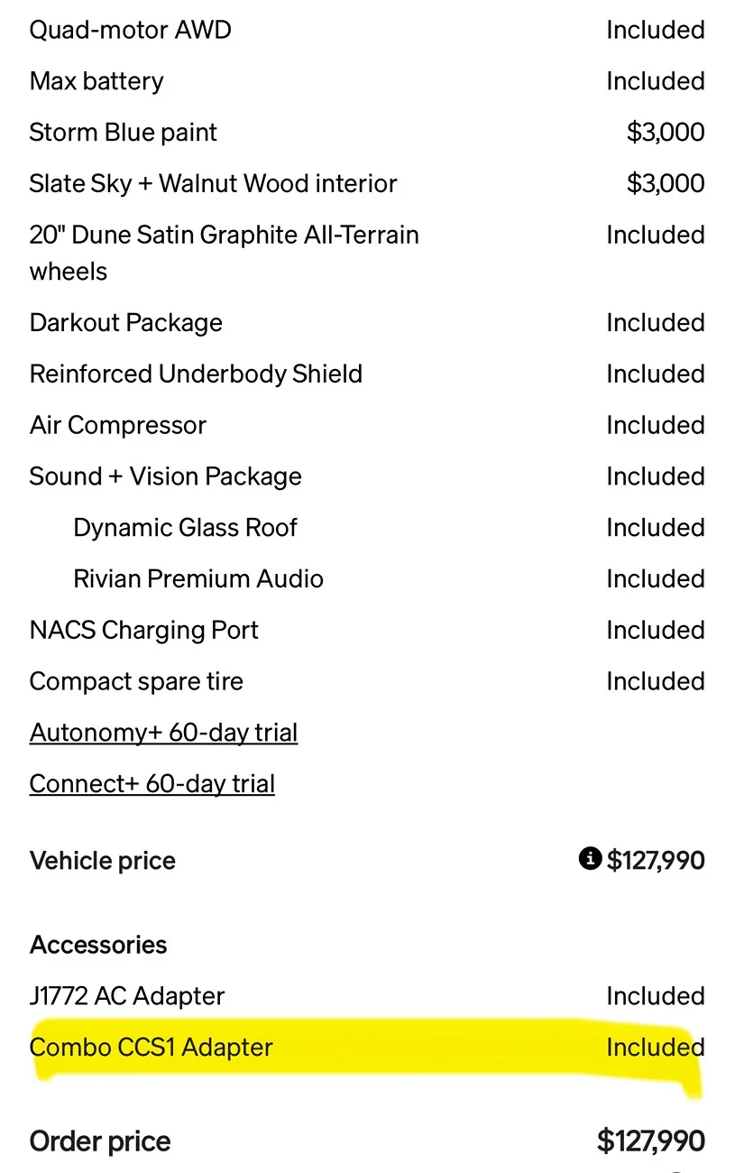 Rivian R1T R1S Level 3 Charging 2025-2026 for Rivian R1S May Require a $300 "Accessory" IMG_1534