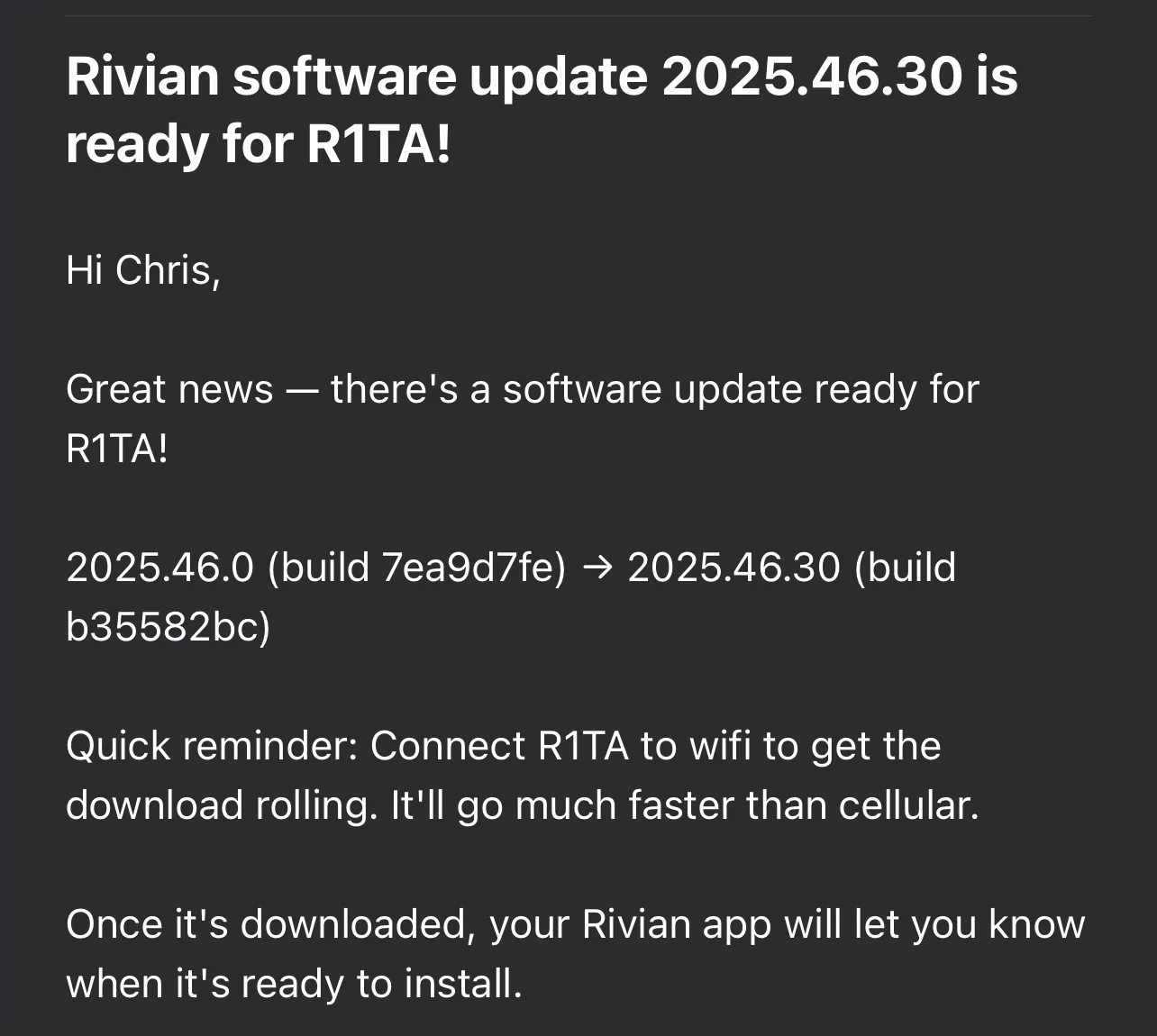 Rivian R1T R1S 2025.46.0 (build 7ea9d7fe) → 2025.46.30 (build b35582bc) 1767917662895-4t