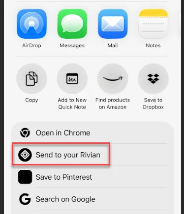Rivian R1T R1S Phone to vehicle routing 1768505937971-k4