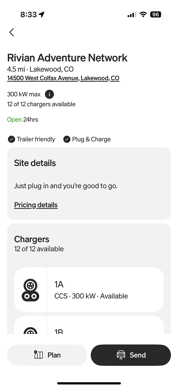 Rivian R1T R1S RAN Rivian Charging Stations Locations Map via Google Maps IMG_7244