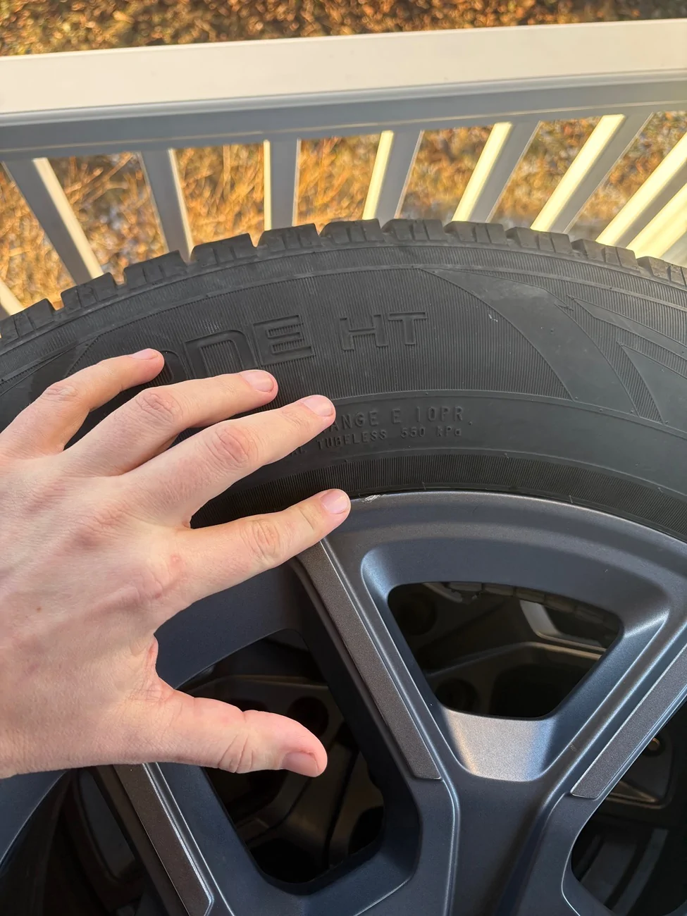 Rivian R1T R1S Powder coated dodge 2363 wheels, sensors, rings and Nokian One HT 275/65/20 with 60% tread IMG_0723