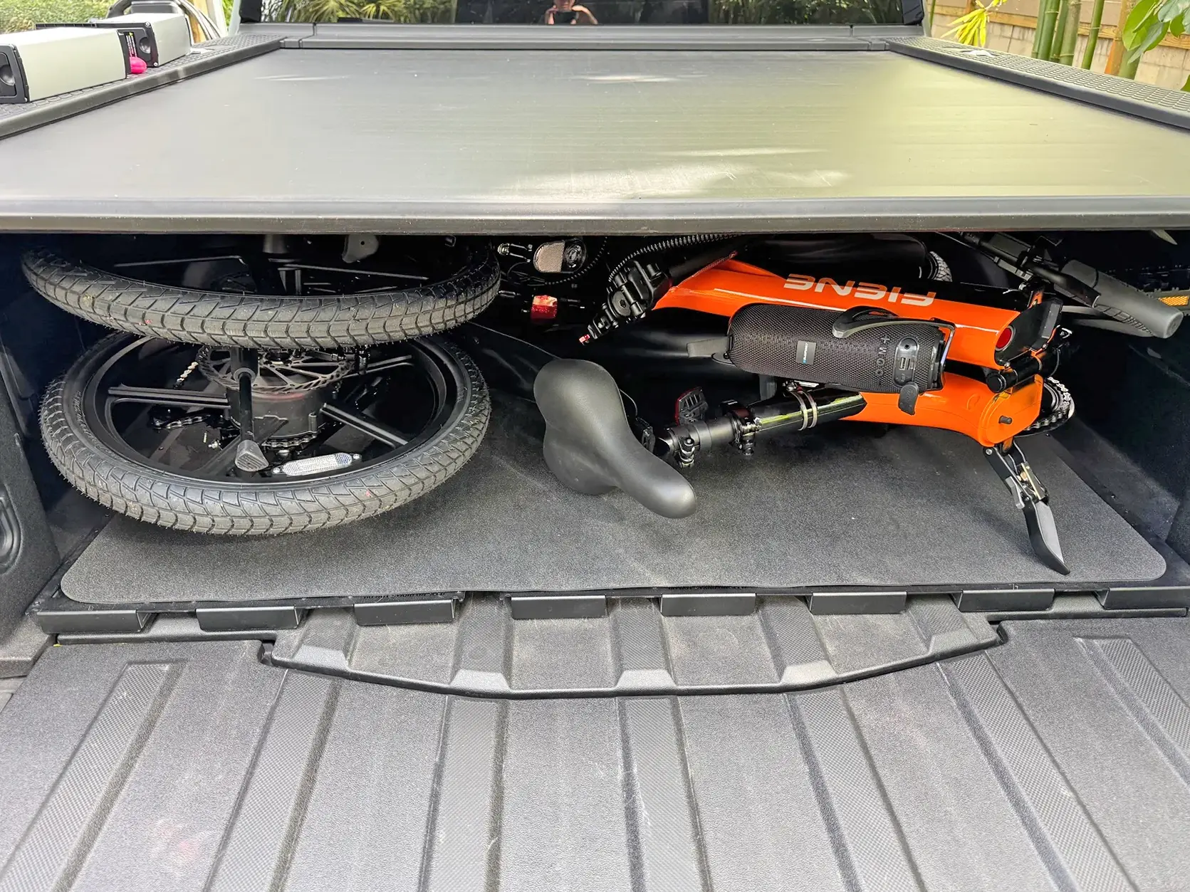 Rivian R1T R1S Blaupunkt e-bike: The folding e-bike Holy Grail - fits under the R1T V2 Tonneau 148285-a834fb62e1e4e5a80cf8f61d3888f180