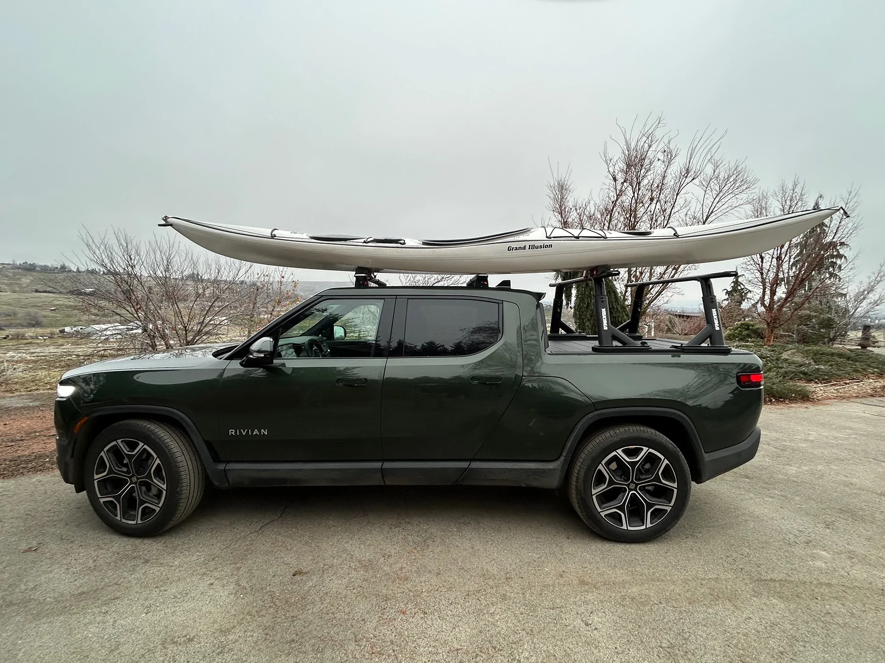 Rivian R1T R1S Fine Tuning a Sturdy Sea Kayak Rack for R1T IMG_1592