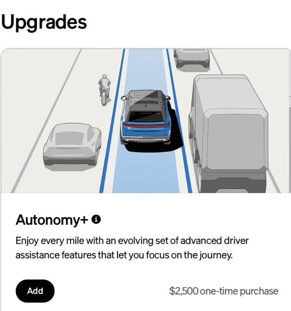 Rivian R1T R1S $2500 Autonomy+ one time purchase now an option on Rivian configurator IMG_1251
