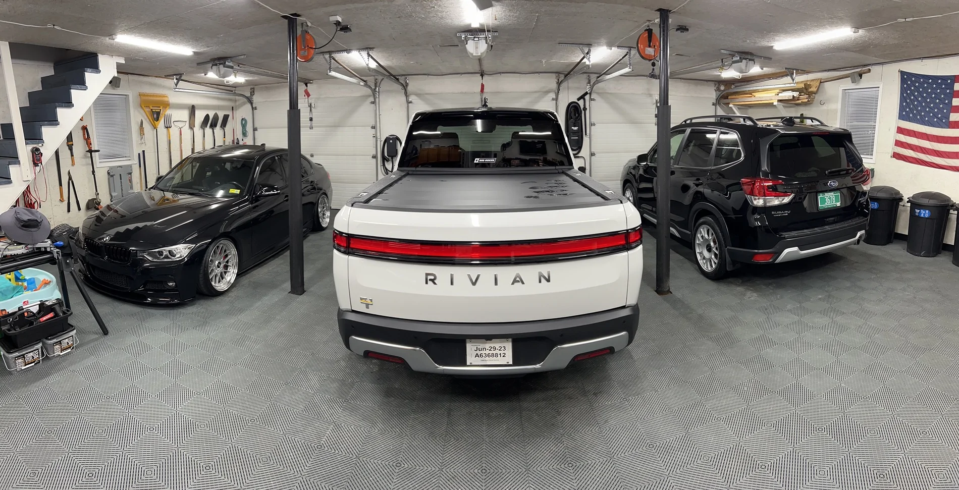 Rivian R1T R1S Anyone using garage tiles under their heavy Rivian? IMG_6762