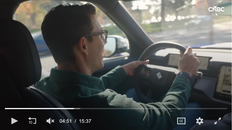 Rivian R1T R1S R2 Early Production Vehicle Sneak Peak on CNBC [Ride Along Video w/ RJ Scaringe] 1770220809000-mc