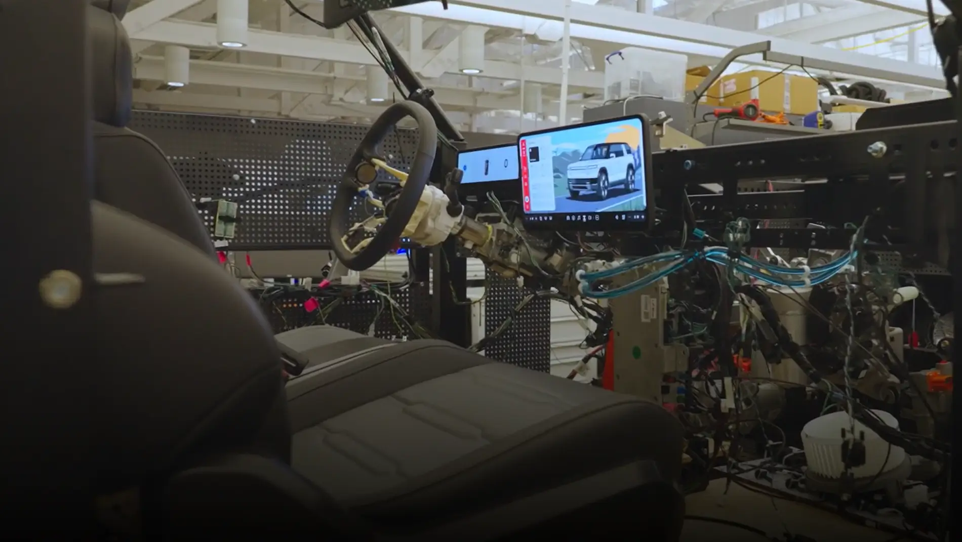 Rivian R1T R1S R2 Early Production Vehicle Sneak Peak on CNBC [Ride Along Video w/ RJ Scaringe] INTERIOR 1