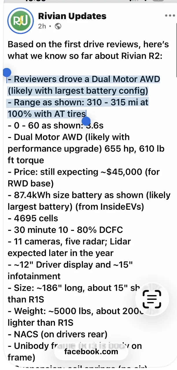 Rivian R1T R1S R2 Range Estimates IMG_5028