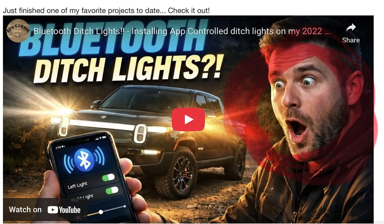 Rivian R1T R1S BlueTooth App Controlled Ditch Lights, Thanks to the EVPLAY Box! 1771083476739-y3