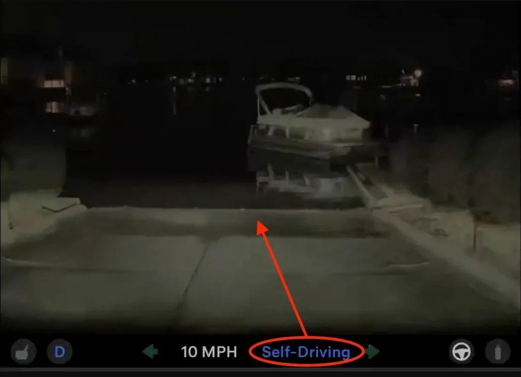 Rivian R1T R1S Tesla ‘Full Self-Driving’ tried to drive owner into a lake, viral video shows Screenshot of Tesla-FSD-self-driving-into-a-lake.jpg (1500×733)