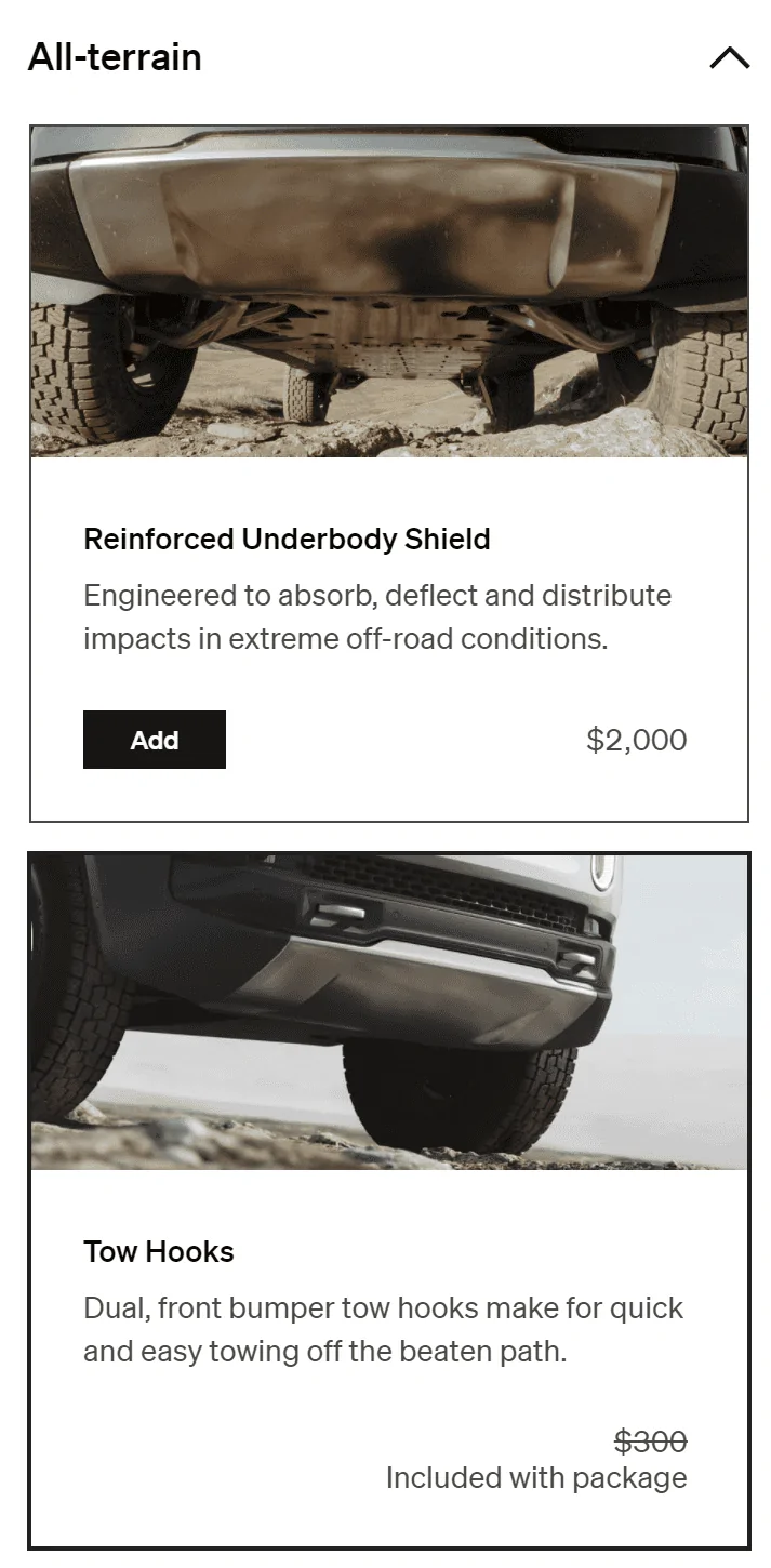Rivian R1T R1S Reinforced Underbody Shield is now a separate option 1646174317119