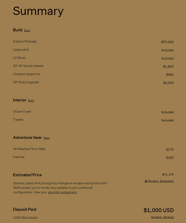 Rivian R1T R1S ? RJ's Letter -- Making it Right -- REVERSING THE PRICE CHANGE FOR PREORDER HOLDERS R1S order prici
