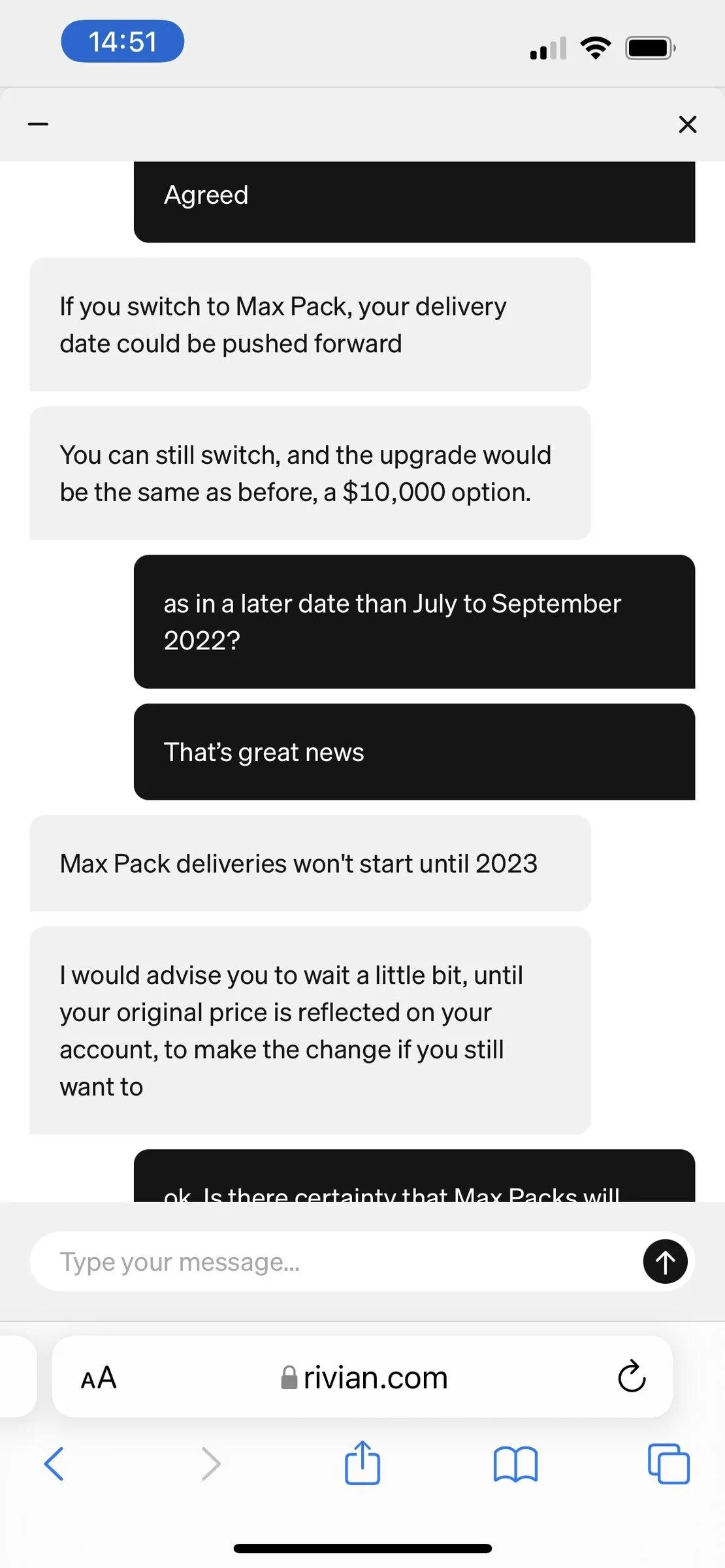 Rivian R1T R1S Customer Service letter on price rollbacks FECD64A3-5321-4BF6-B13A-D23C50B3DA85