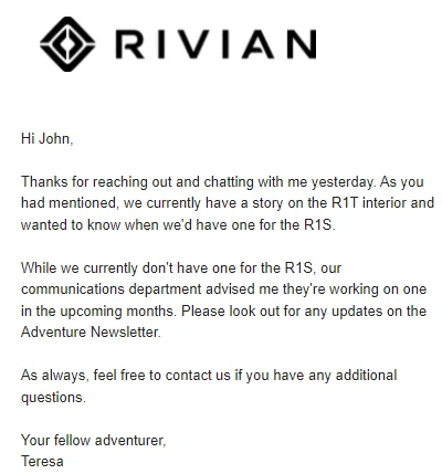 Rivian R1T R1S R1S delay buried during earnings call? Chat