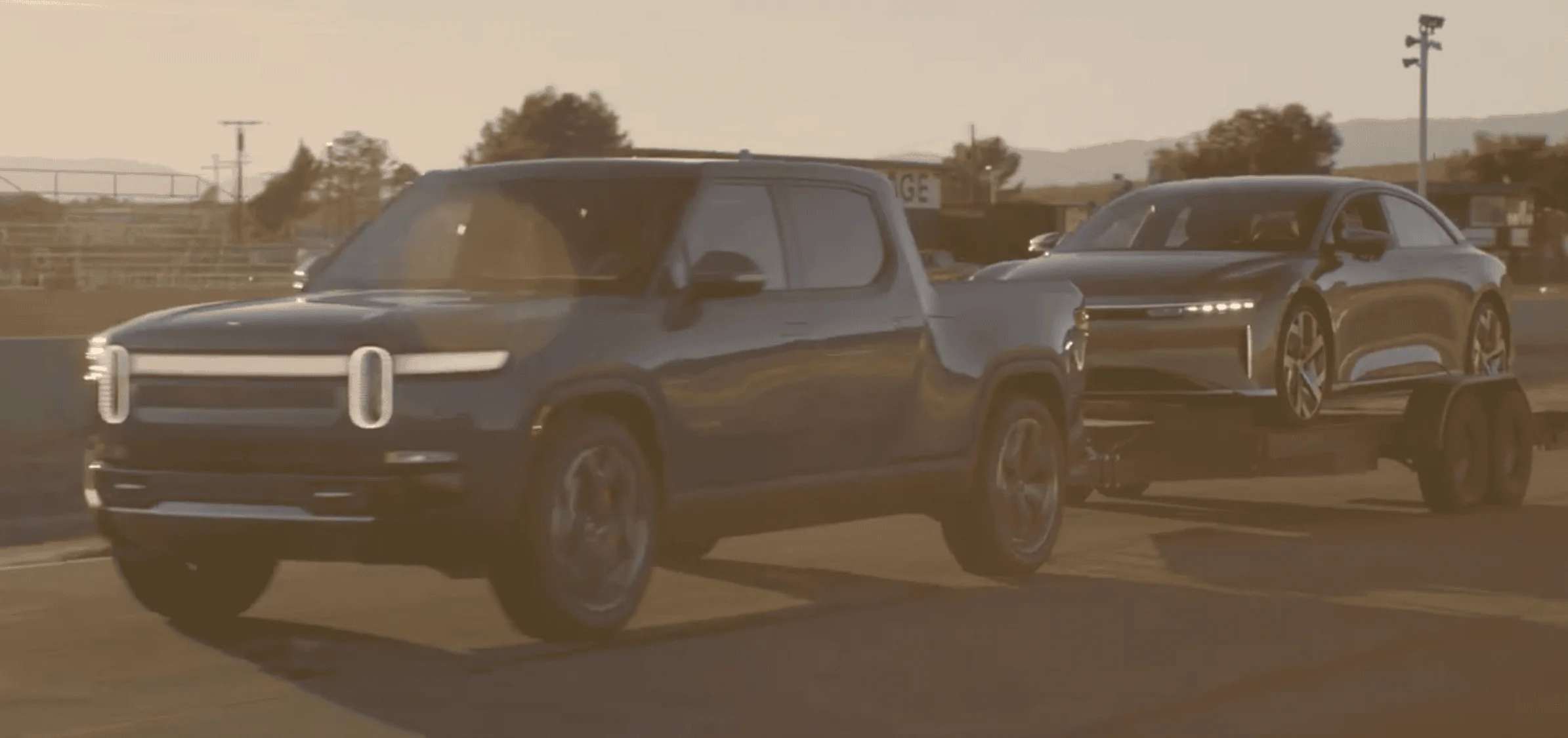 Rivian R1T R1S Rivian towing a Lucid Dream 1646938530076