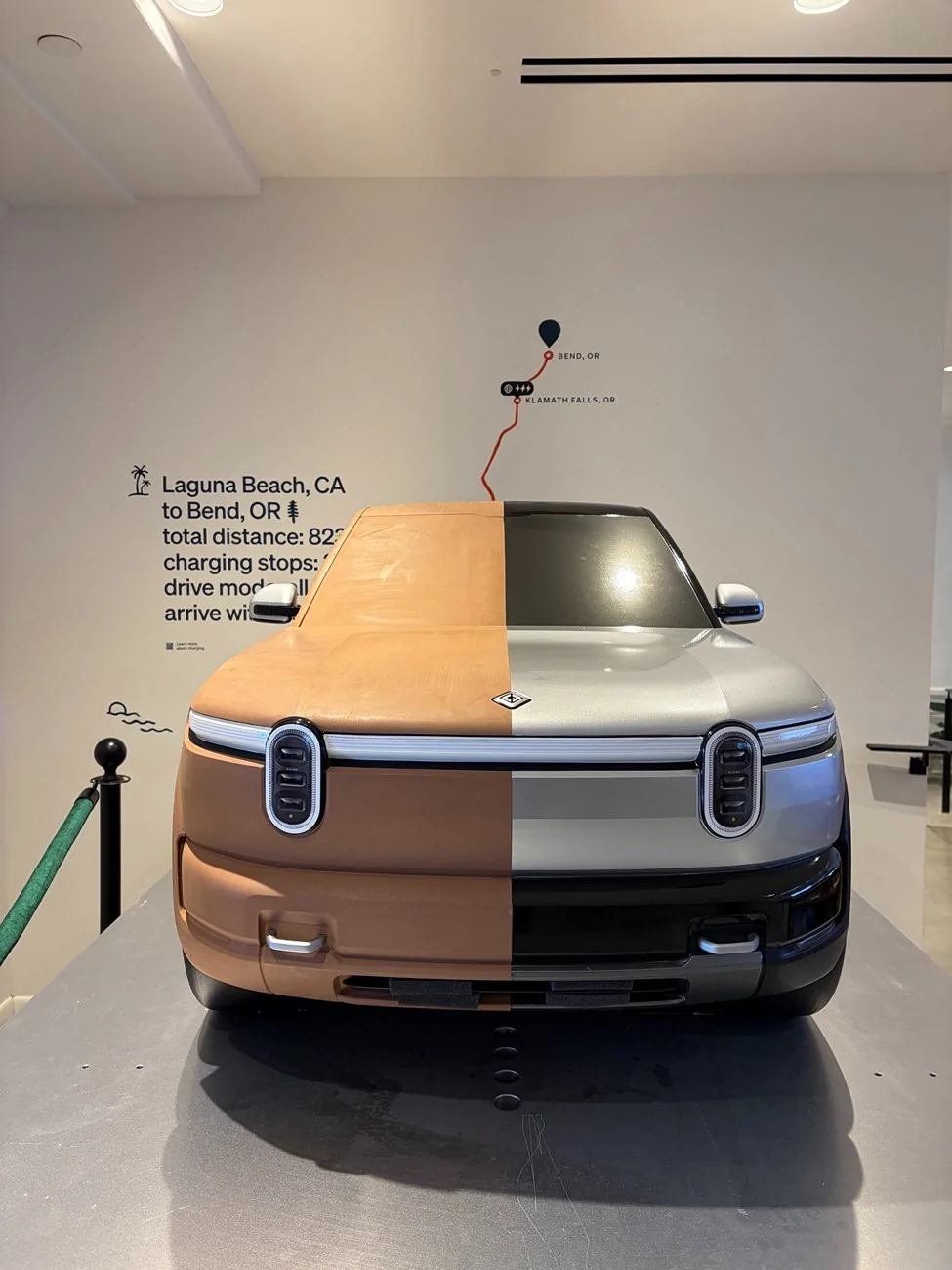 Rivian R1T R1S R2 clay design buck display at Rivian's Laguna South Coast Theater Space HBiwRxsbUAAGnIq