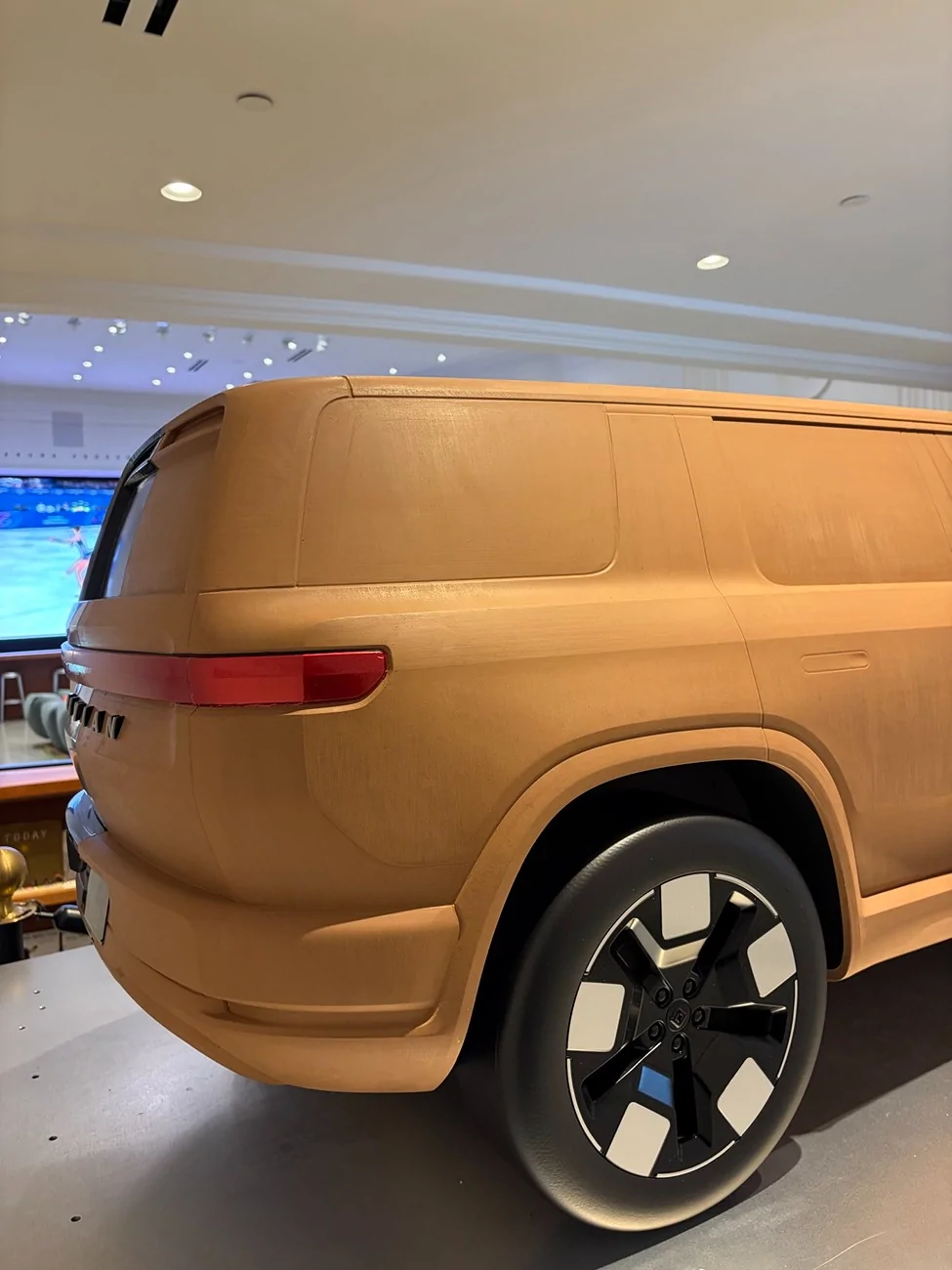 Rivian R1T R1S R2 clay design buck display at Rivian's Laguna South Coast Theater Space HBiwRxtbUAAcu_V