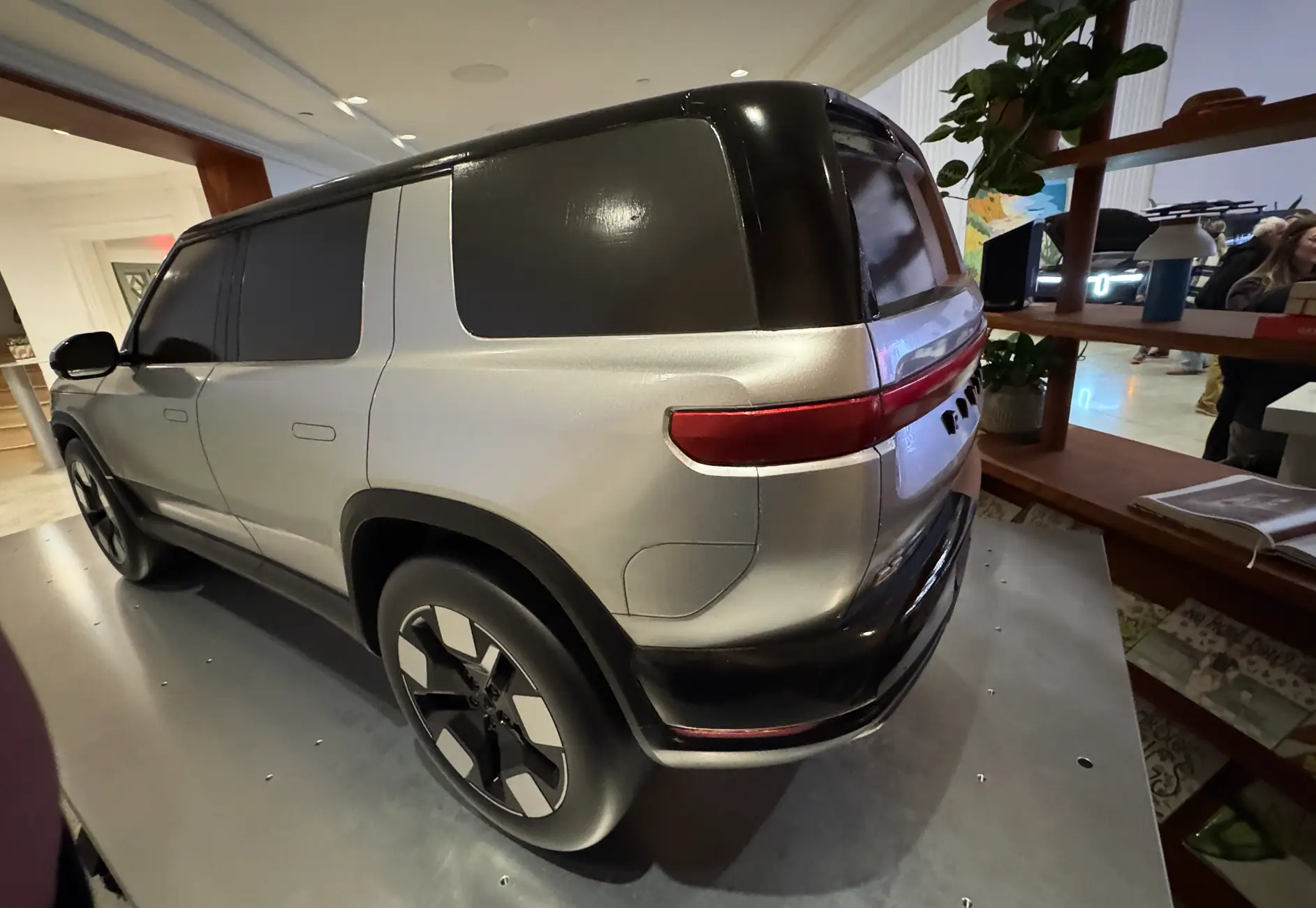 Rivian R1T R1S R2 clay design buck display at Rivian's Laguna South Coast Theater Space Screenshot 2026-02-21 at 08.47.54